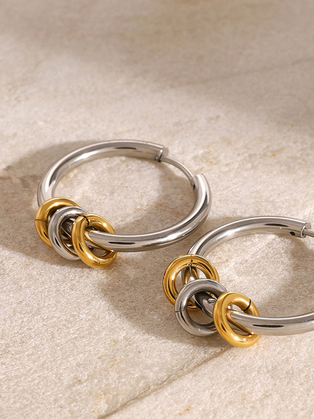 Two-Tone Beaded Hoop Earrings — Svelte Chic