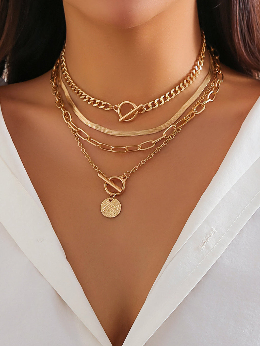 Chunky Layering Necklace Set, 4 Pieces — Svelte Chic
