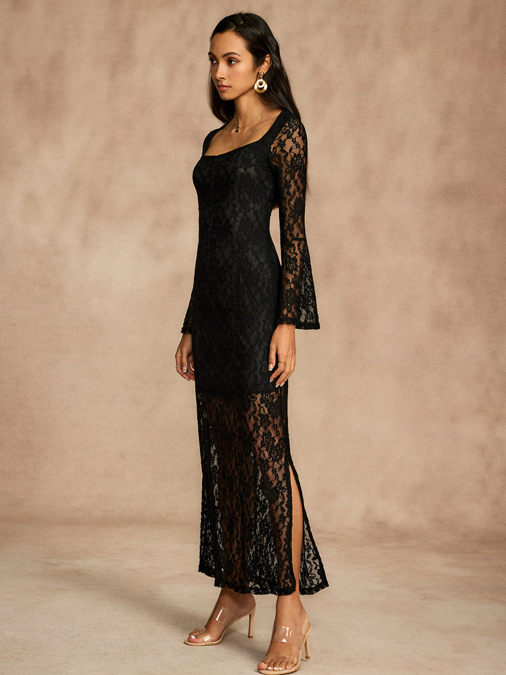 Lace Bell Sleeve Maxi Dress — Svelte Chic