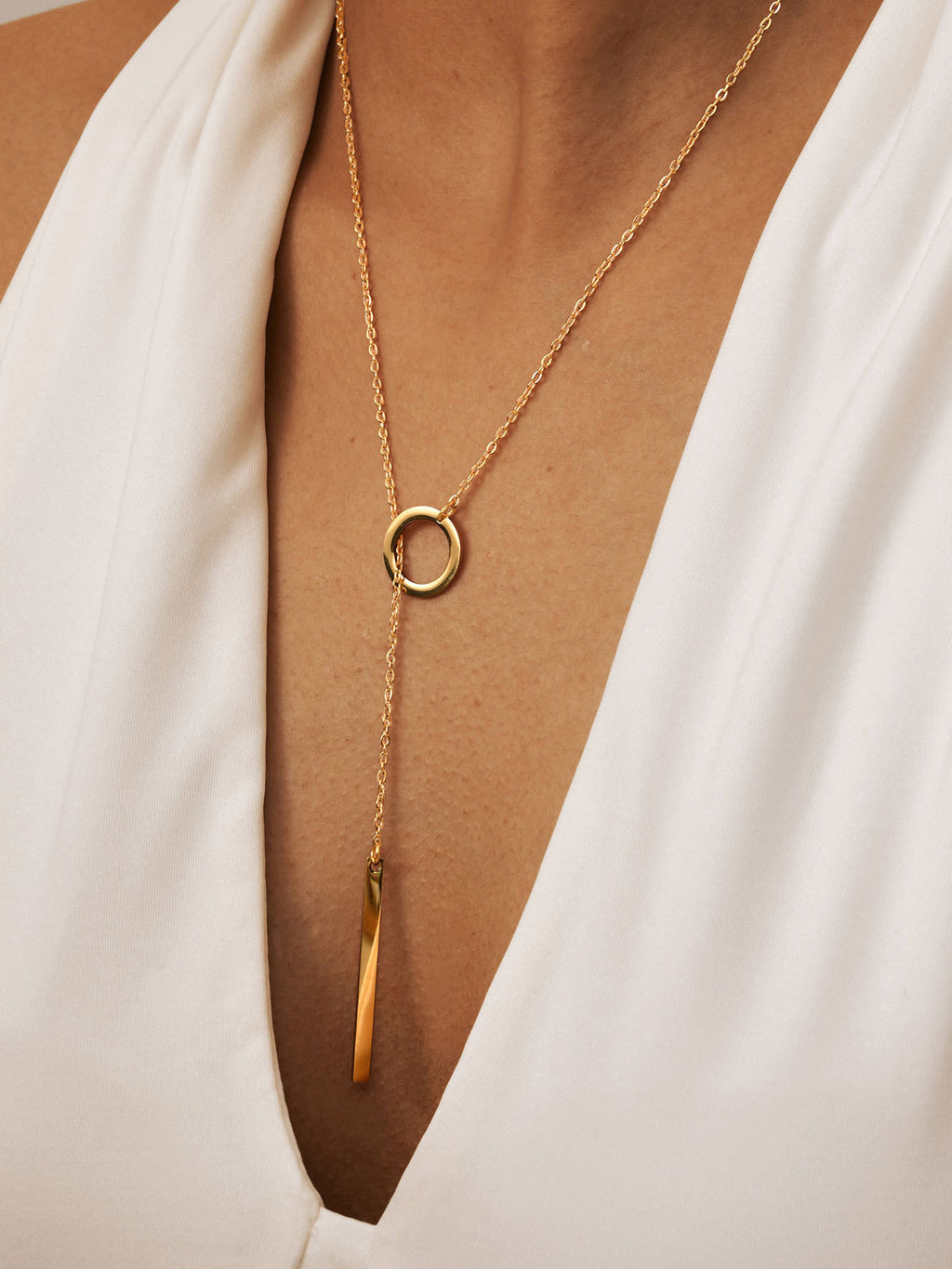 Lariat Bar Y Necklace in Gold — Svelte Chic