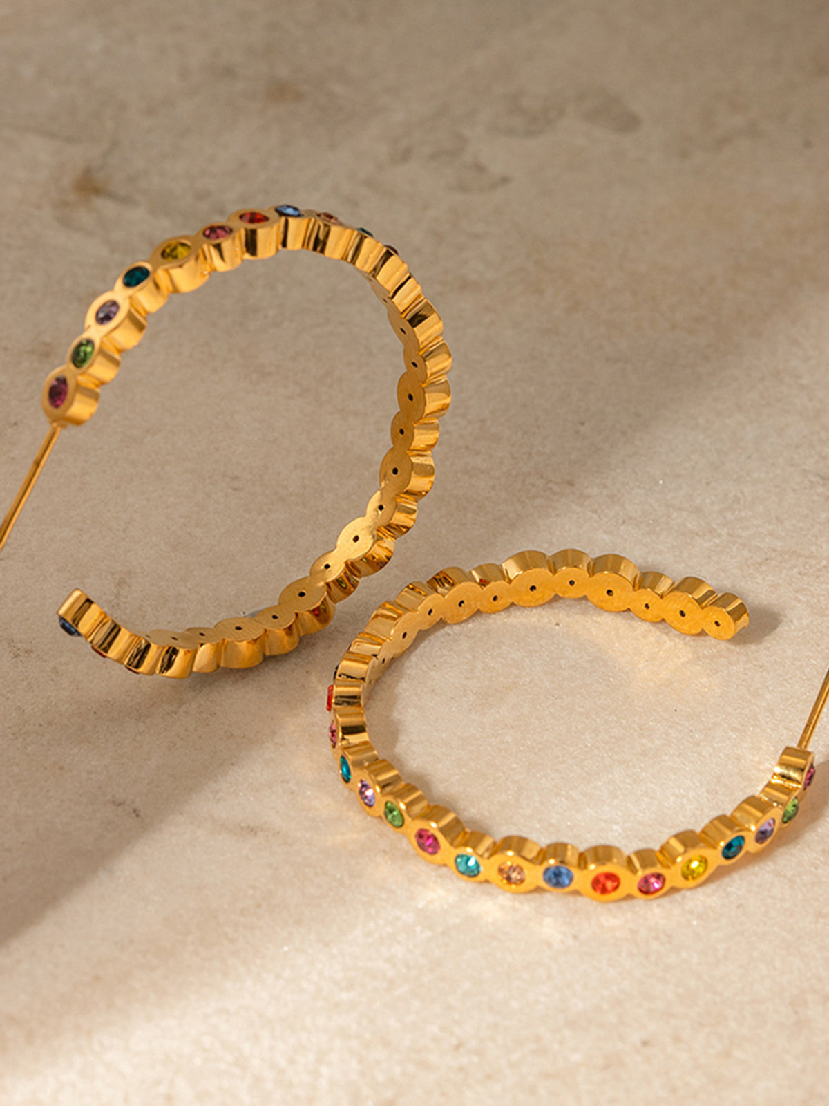 Rainbow Stone Hoop Earrings — Svelte Chic