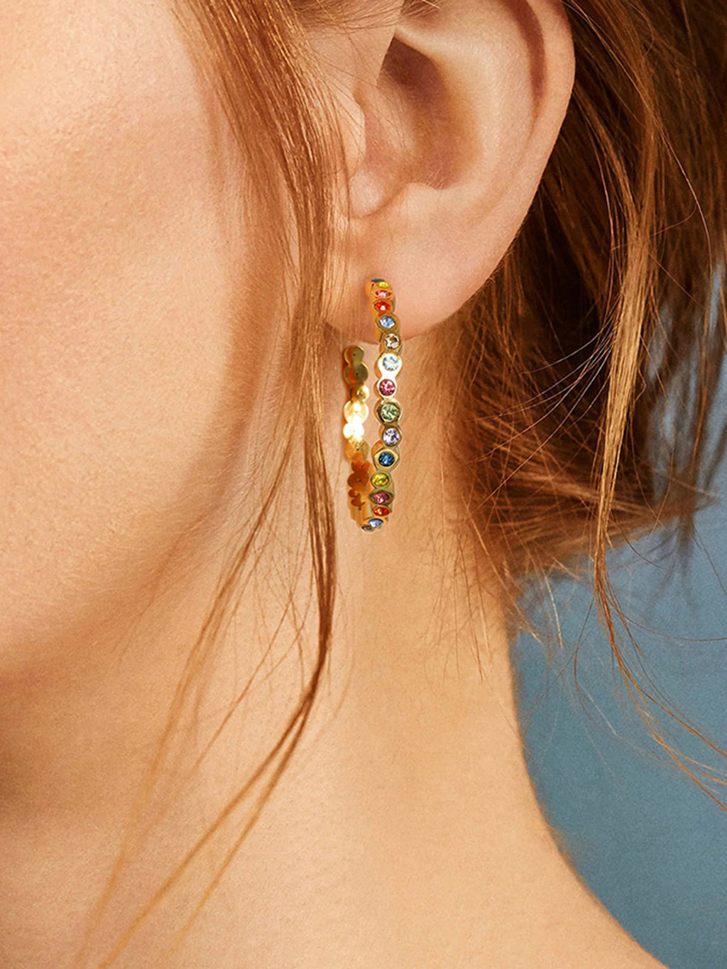 Rainbow Stone Hoop Earrings — Svelte Chic