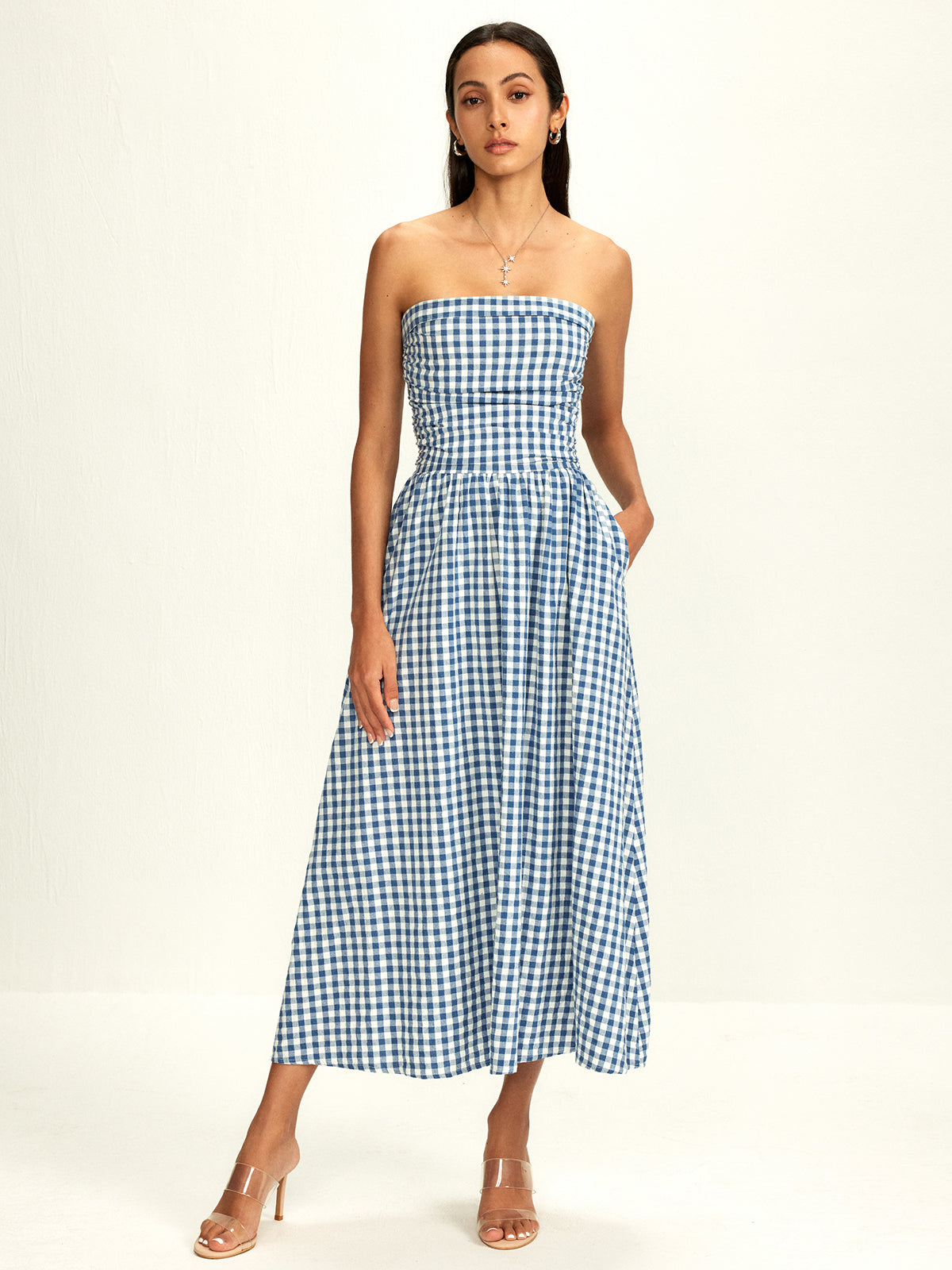 Pure Cotton Check Panel Tube Dress — Svelte Chic