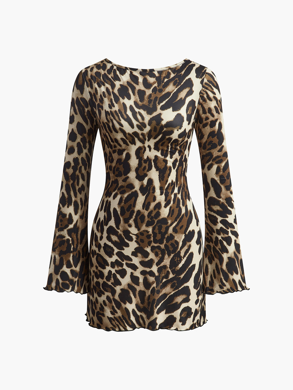 Leopard Print Open Back Tie Dress in Khaki — Svelte Chic