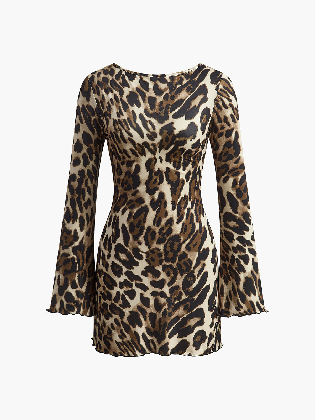 Leopard Print Open Back Tie Dress in Khaki — Svelte Chic