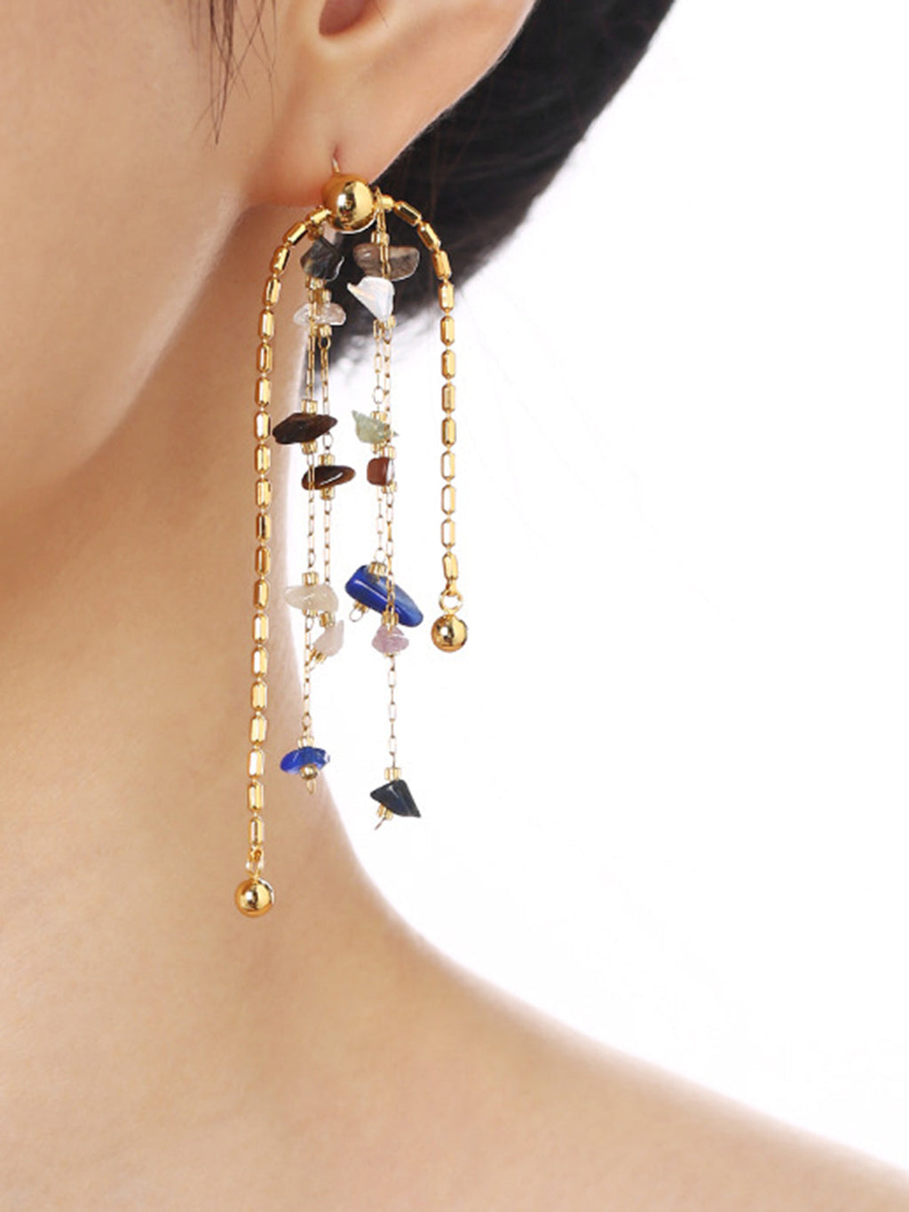 Natural Stone Tassel Earrings — Svelte Chic
