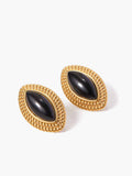 Gold Disc Black Onyx Earrings in Gold — Svelte Chic