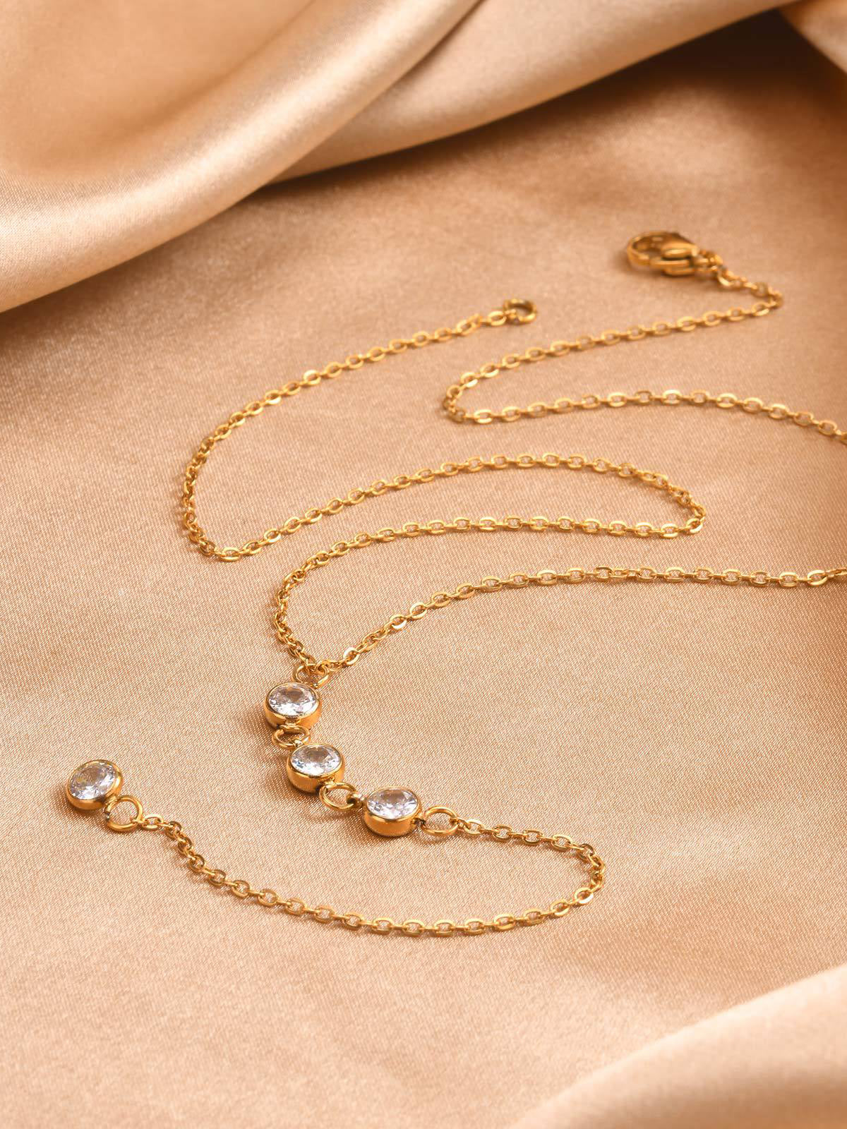 Rhinestone Lariat Drop Necklace — Svelte Chic