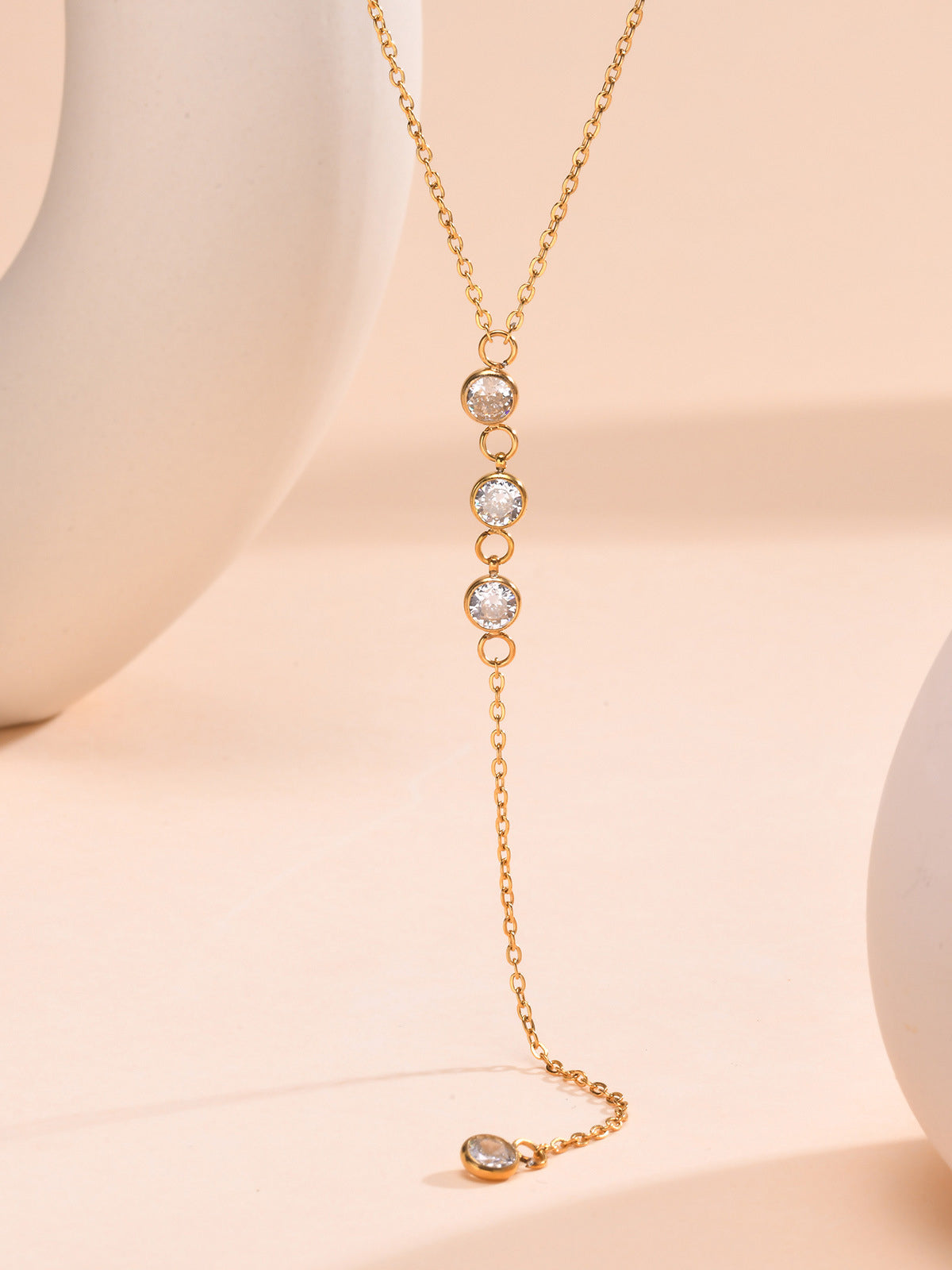 Rhinestone Lariat Drop Necklace — Svelte Chic