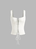 Pinstripe Zip Cami Top in White — Svelte Chic
