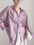 Draped Fine Shirt in Purple — Svelte Chic