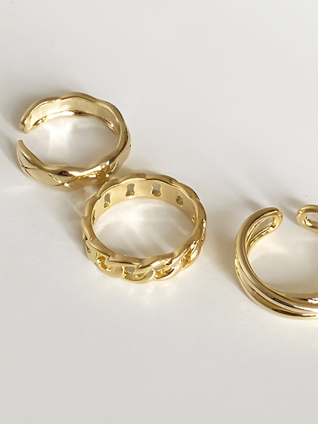 Twisted Hoop Ring Set, 3 Pieces — Svelte Chic