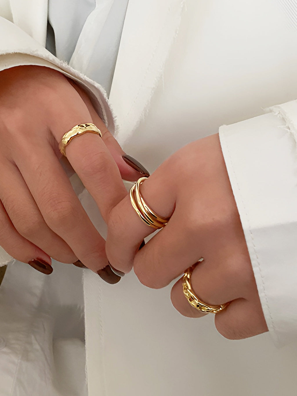 Twisted Hoop Ring Set, 3 Pieces — Svelte Chic