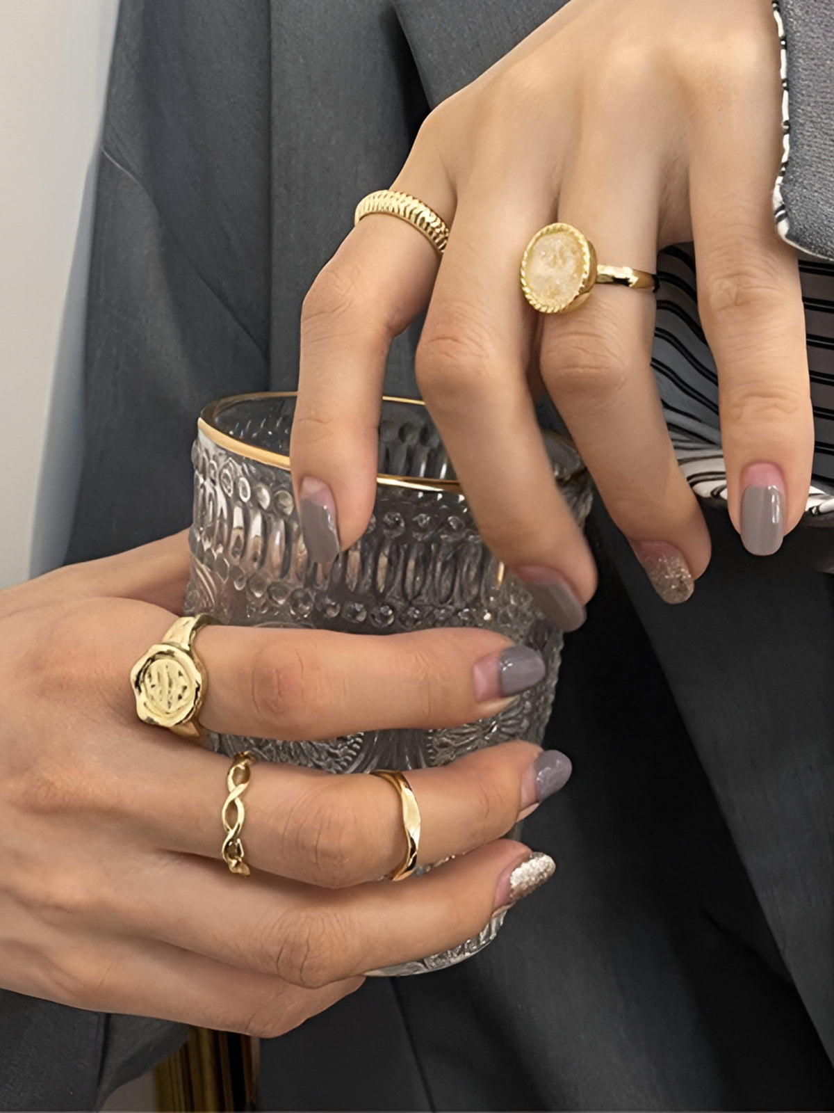 Hoop Ring Set, 5 Pieces — Svelte Chic