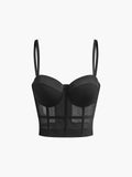 Mesh Sheer Piping Corset Top in Black — Svelte Chic