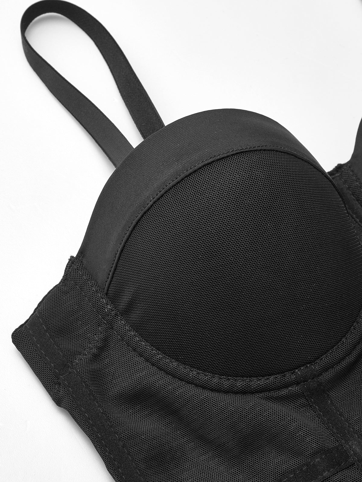 Mesh Sheer Piping Corset Top — Svelte Chic