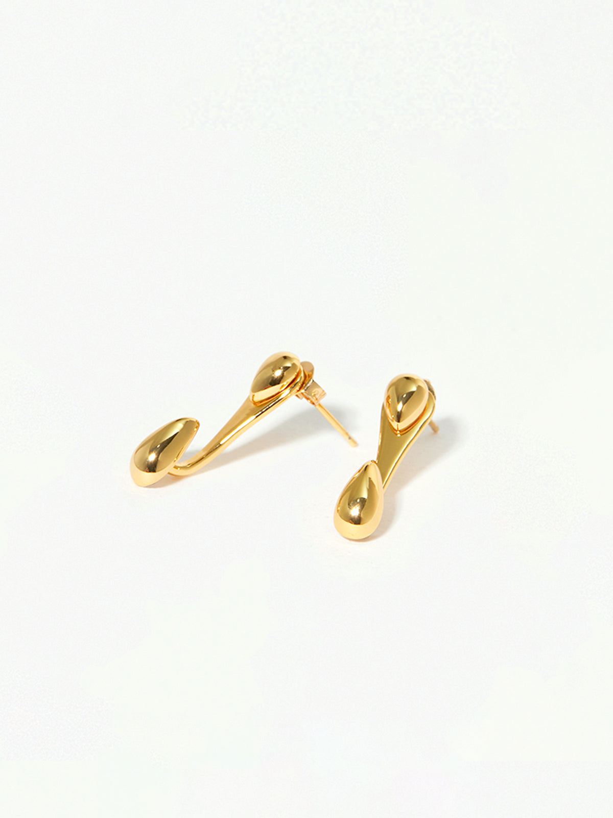 Double Water Drop Stud Earrings in Gold — Svelte Chic