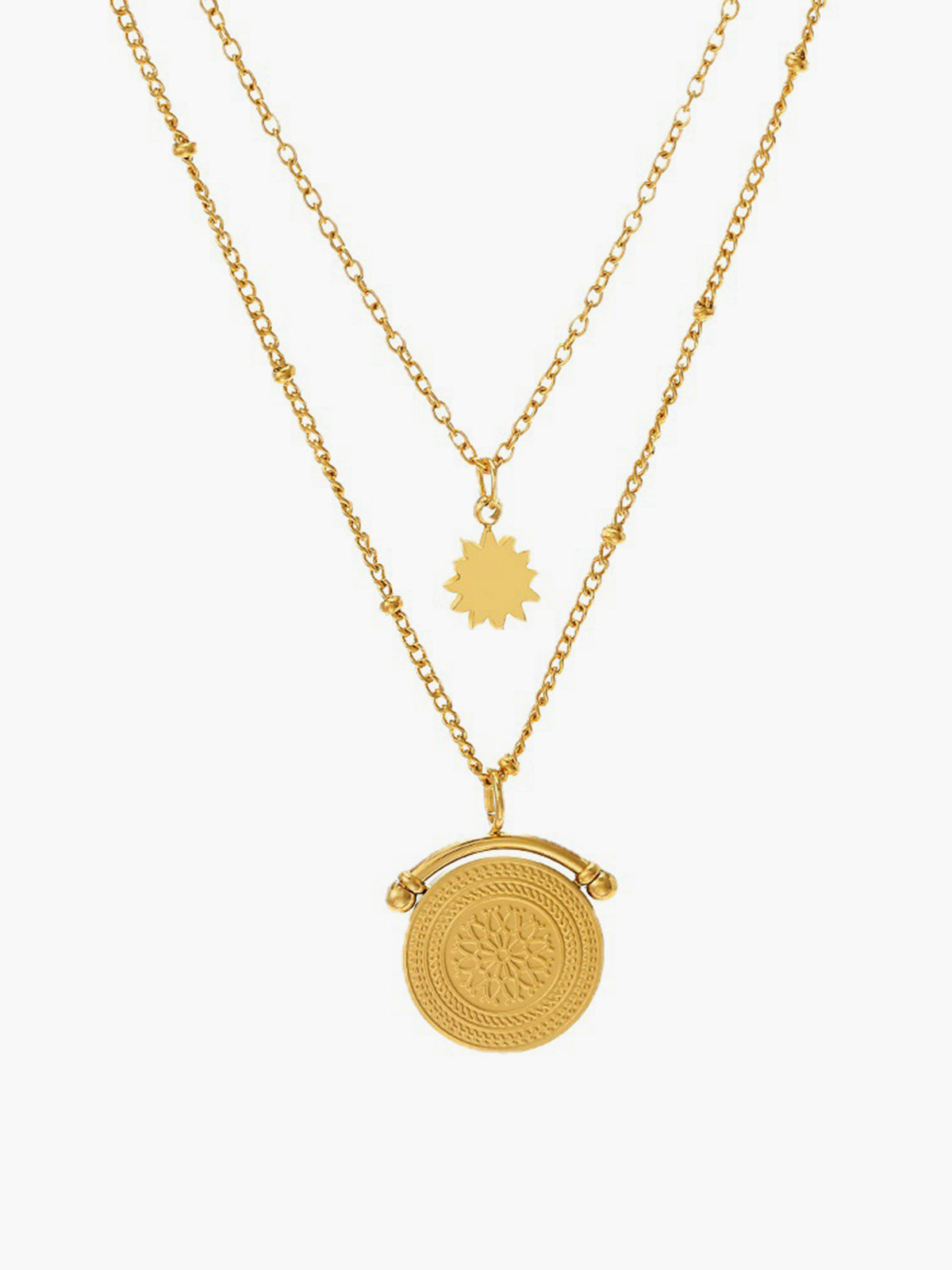 Mandala Double Layer Necklace in Gold — Svelte Chic