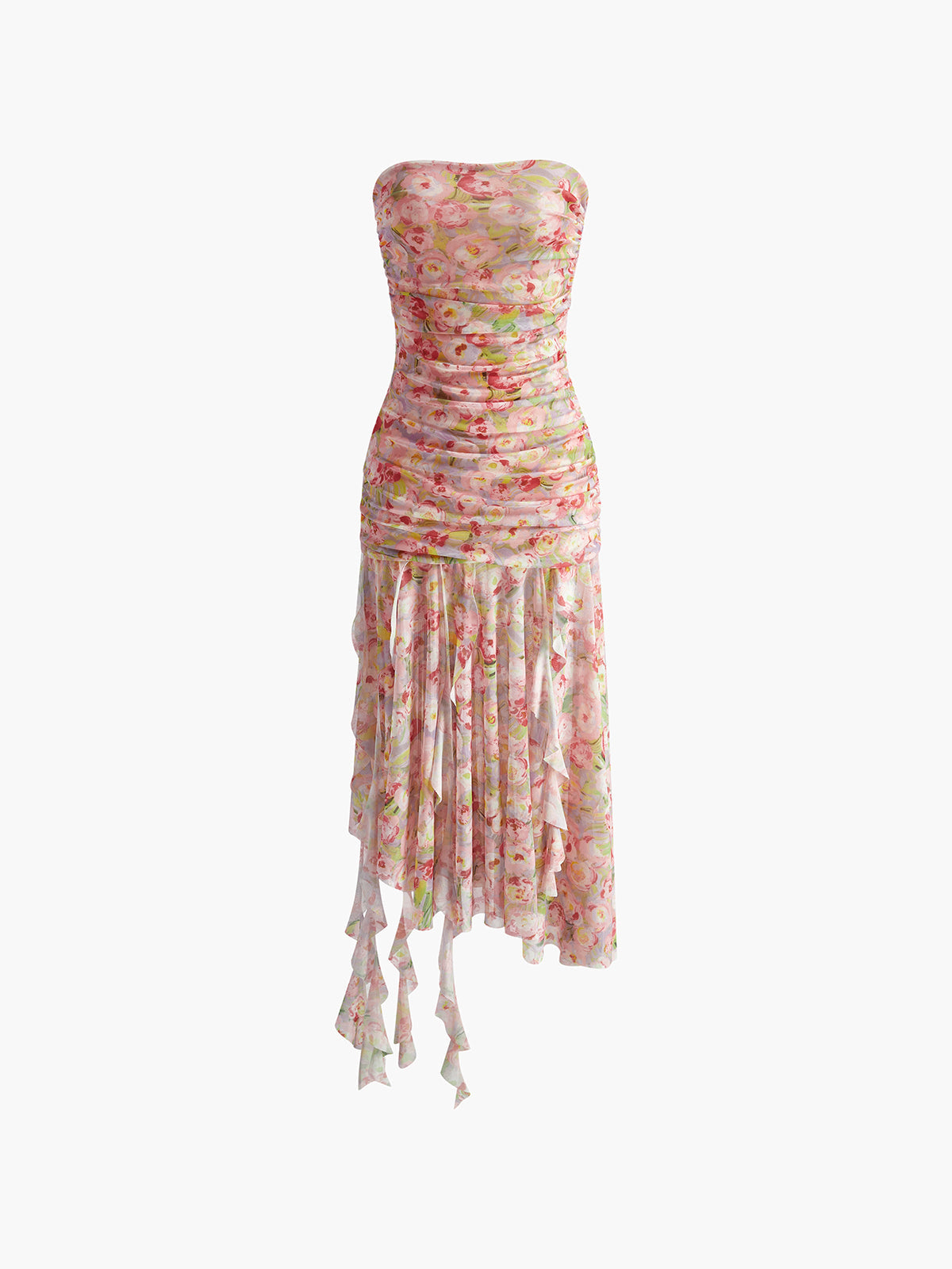 Mesh Ruffle Cami Midi Dress in Pink — Svelte Chic