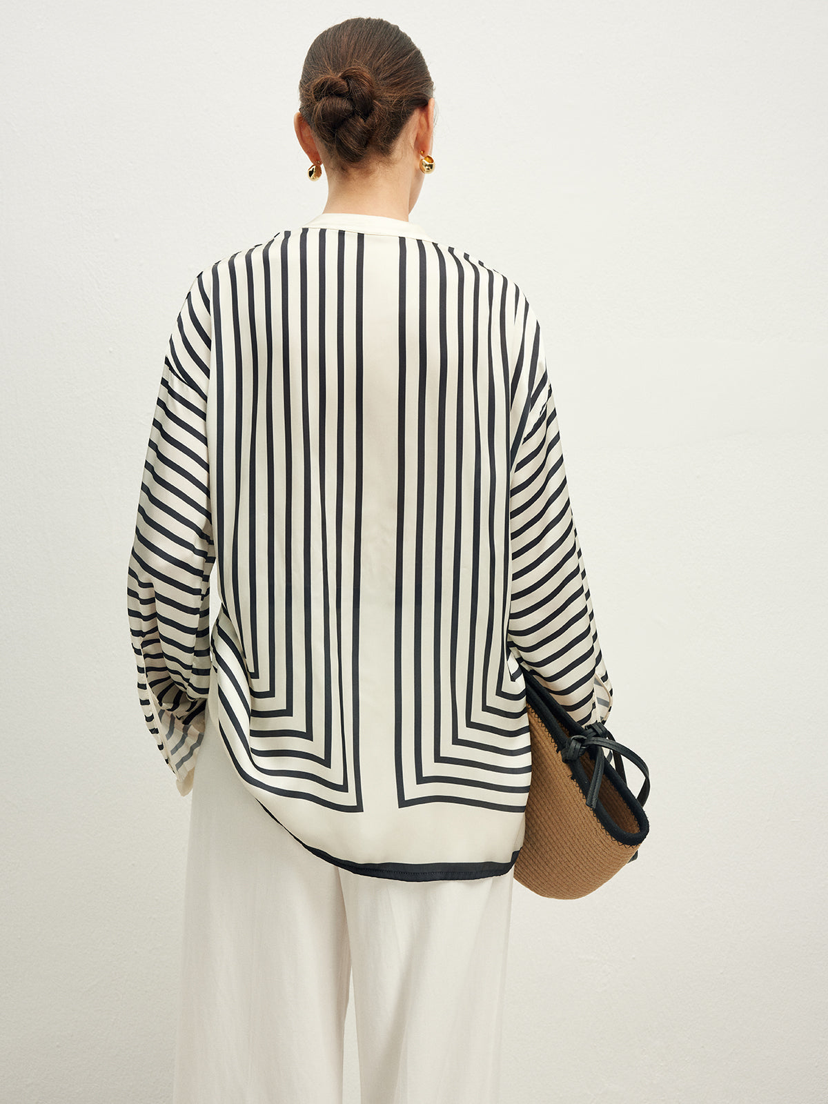 Satin Stripe Button Shirt — Svelte Chic