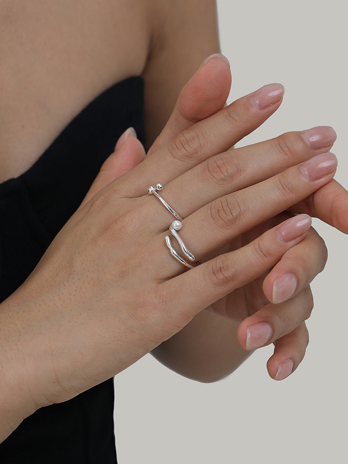 Pearl Open Hoop Ring — Svelte Chic