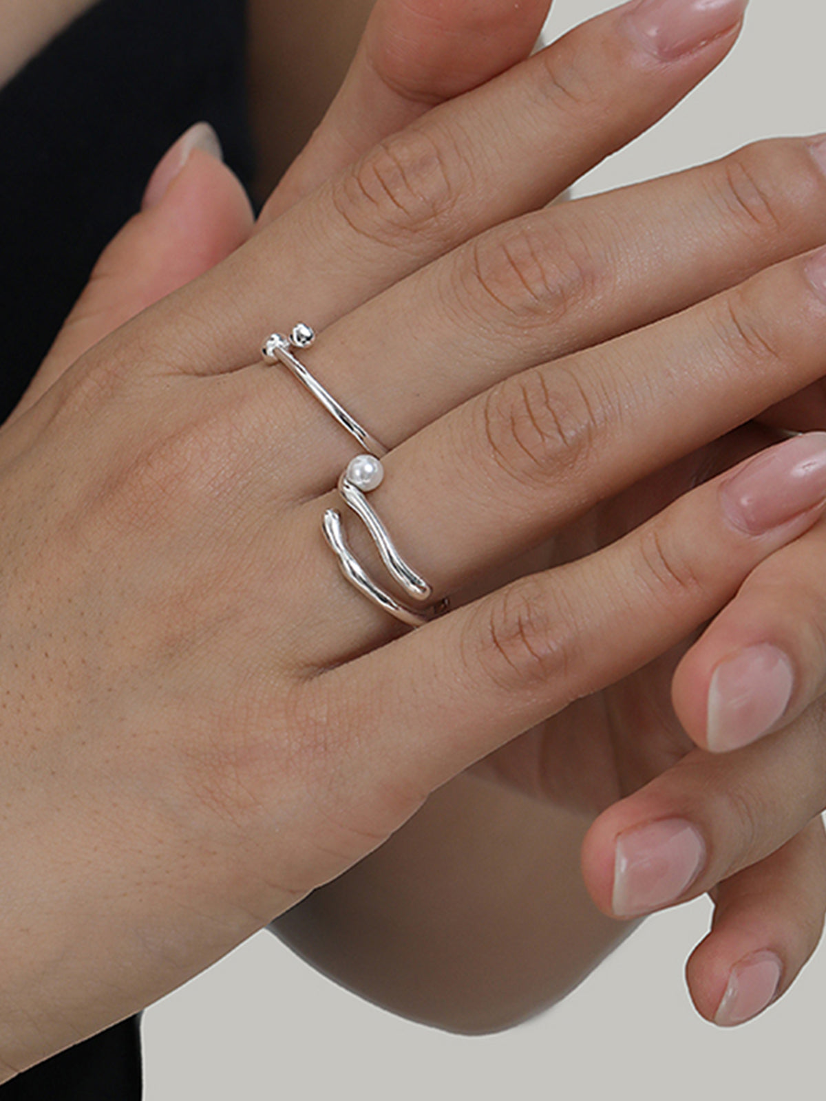 Pearl Open Hoop Ring — Svelte Chic