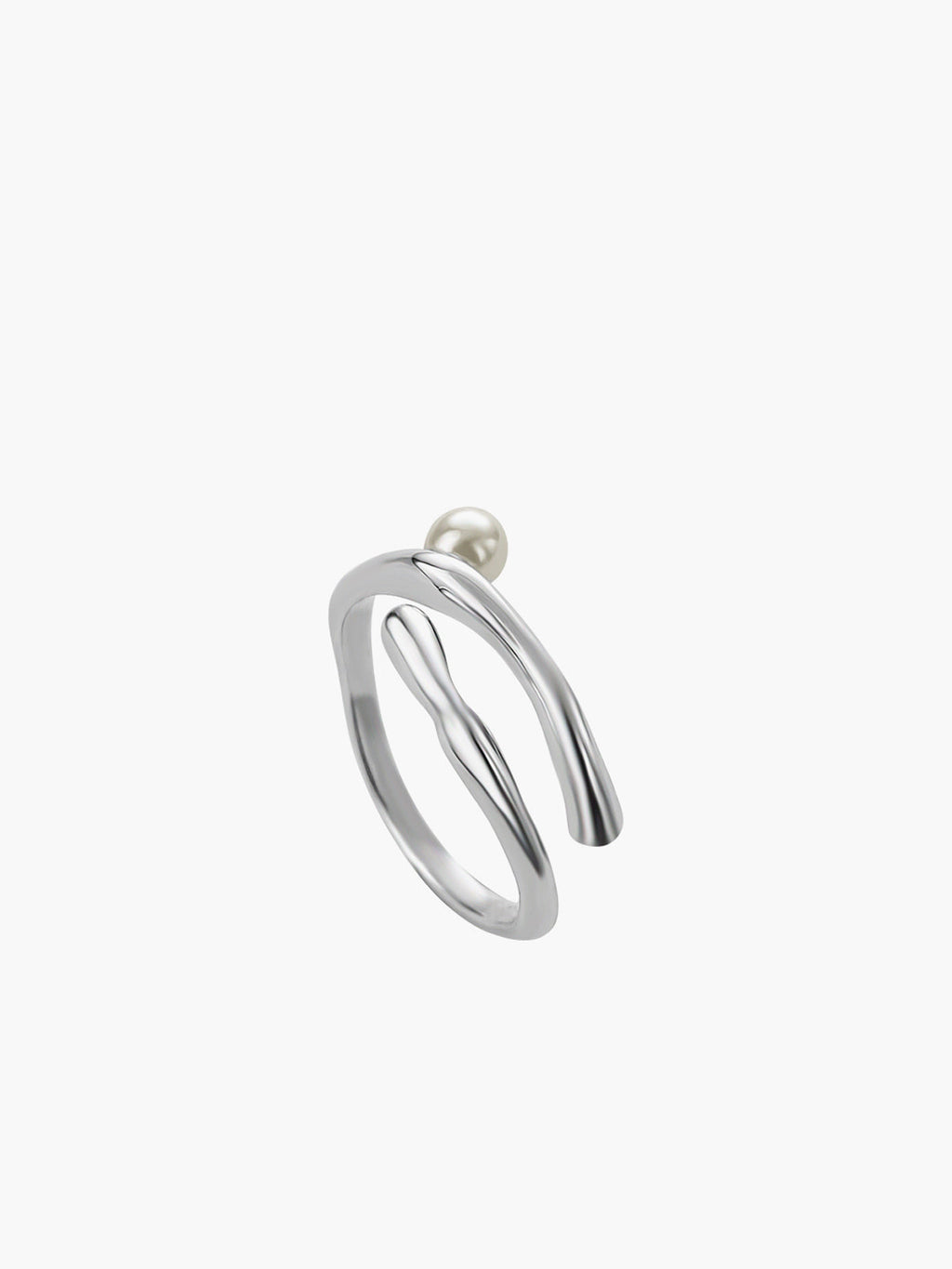 Pearl Open Hoop Ring in Silver — Svelte Chic