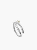 Pearl Open Hoop Ring in Silver — Svelte Chic