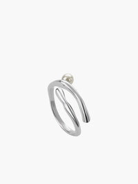 Пръстен с отворена халка от 1 брой с изкуствена перла 