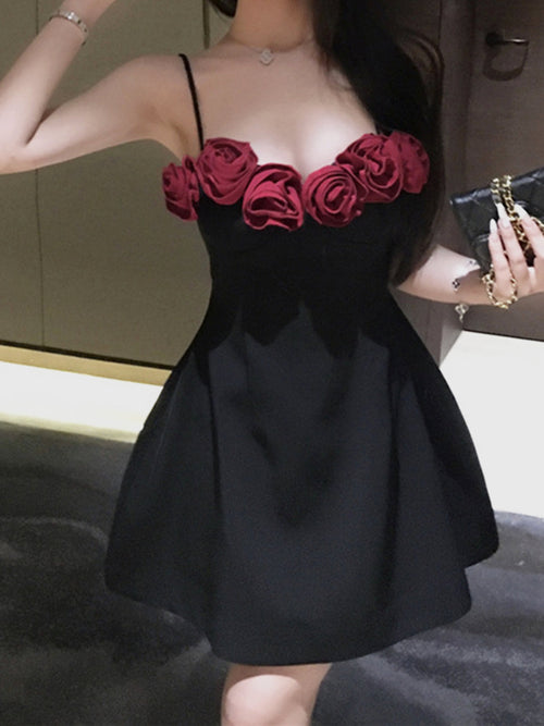 3D Rose Cami Mini Dress — Svelte Chic