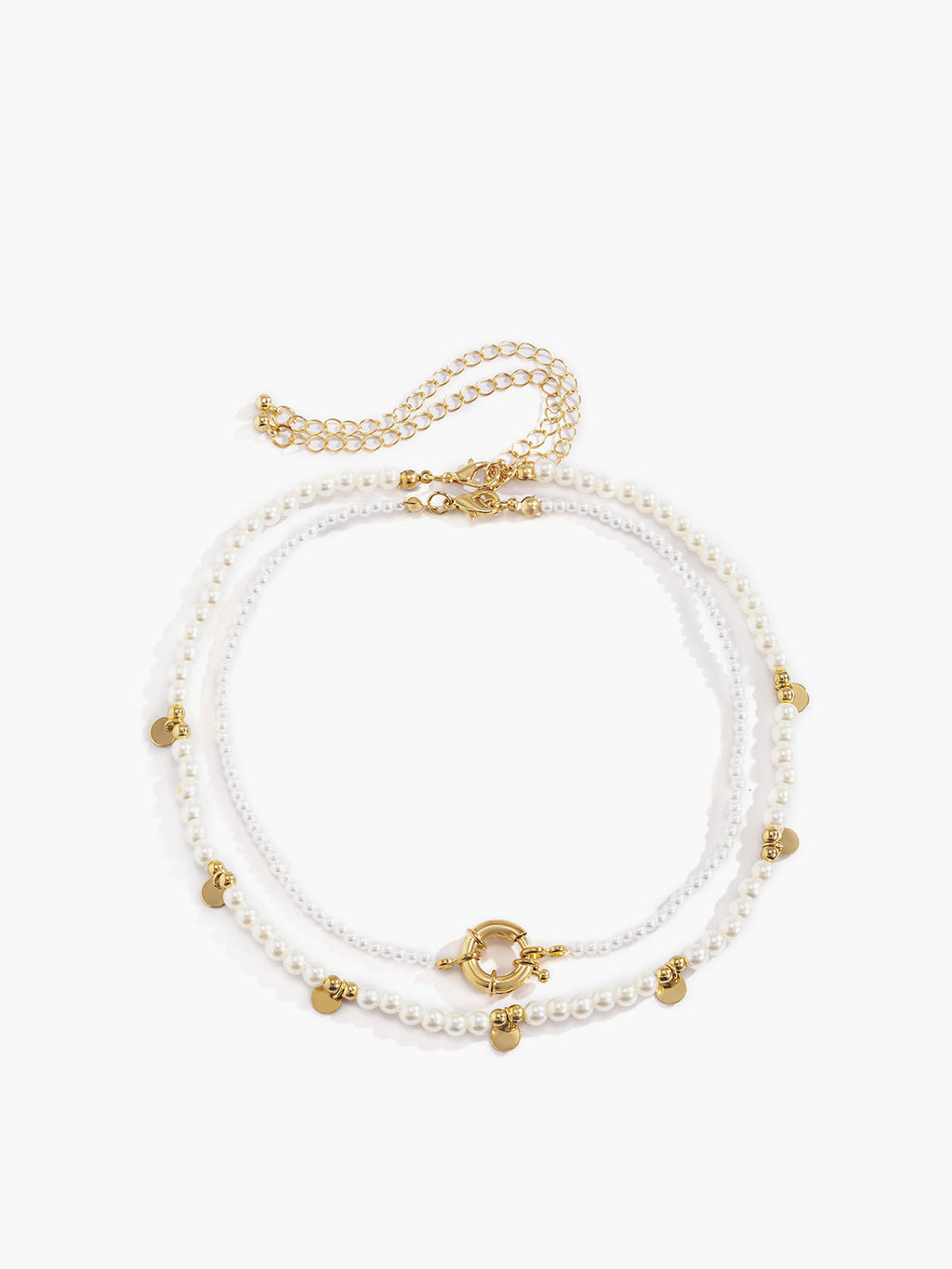 Pearl Beaded Hoop Necklace Set, 2 Pieces — Svelte Chic