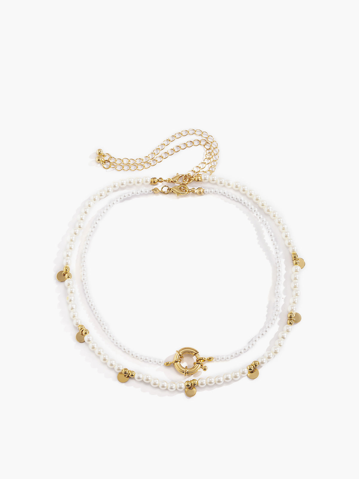 Pearl Beaded Hoop Necklace Set, 2 Pieces — Svelte Chic