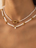 Pearl Beaded Hoop Necklace Set, 2 Pieces in Gold — Svelte Chic