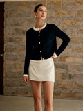 Contrast Trim Button Cardigan in Black — Svelte Chic