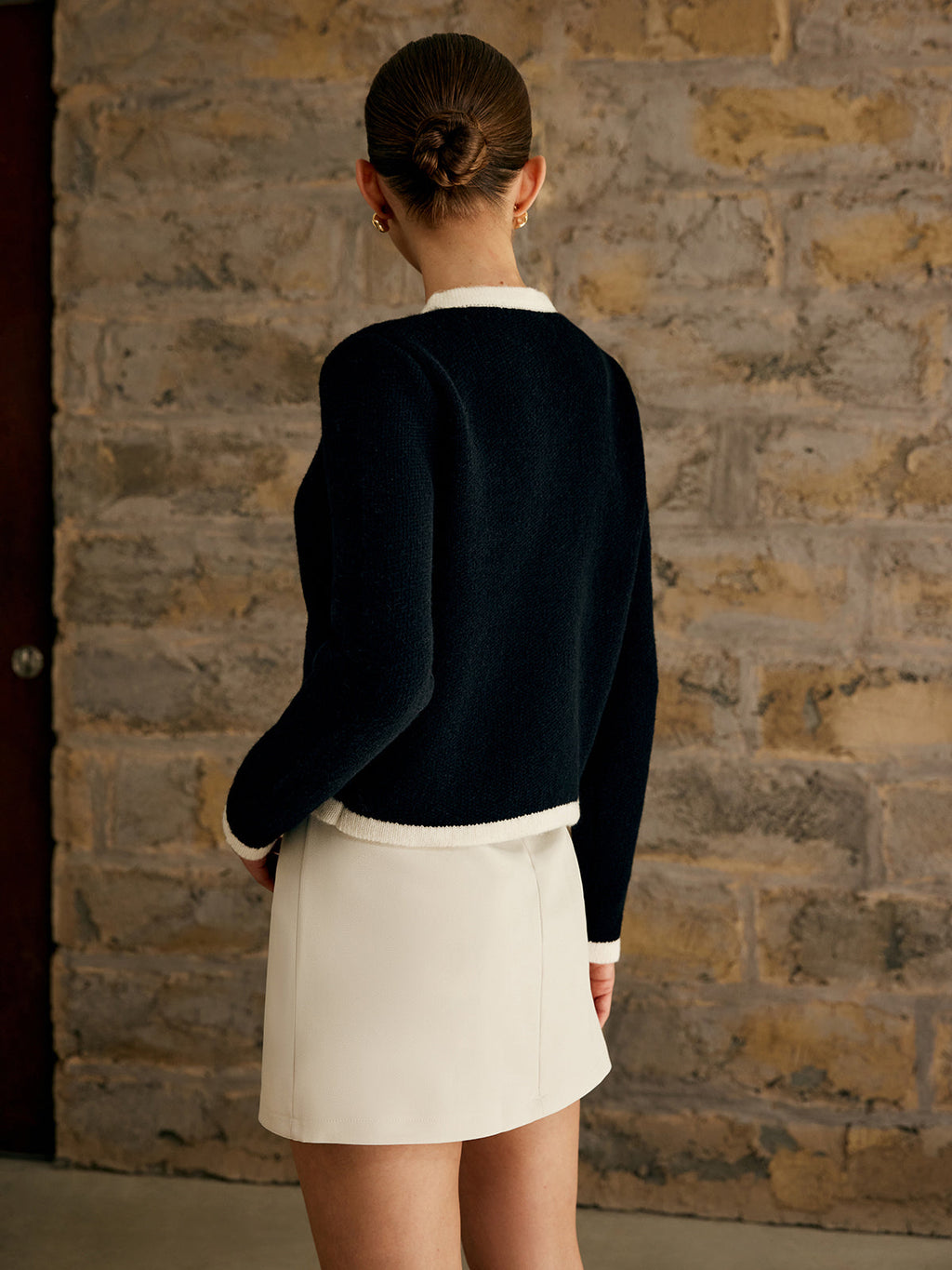 Contrast Trim Button Cardigan — Svelte Chic