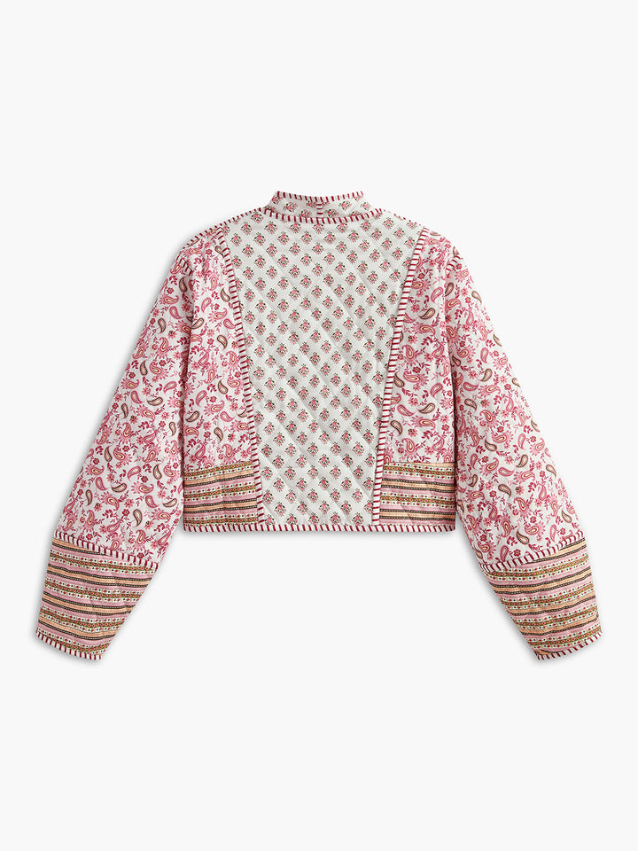 Двустранно зимно палто с флорални шарки 