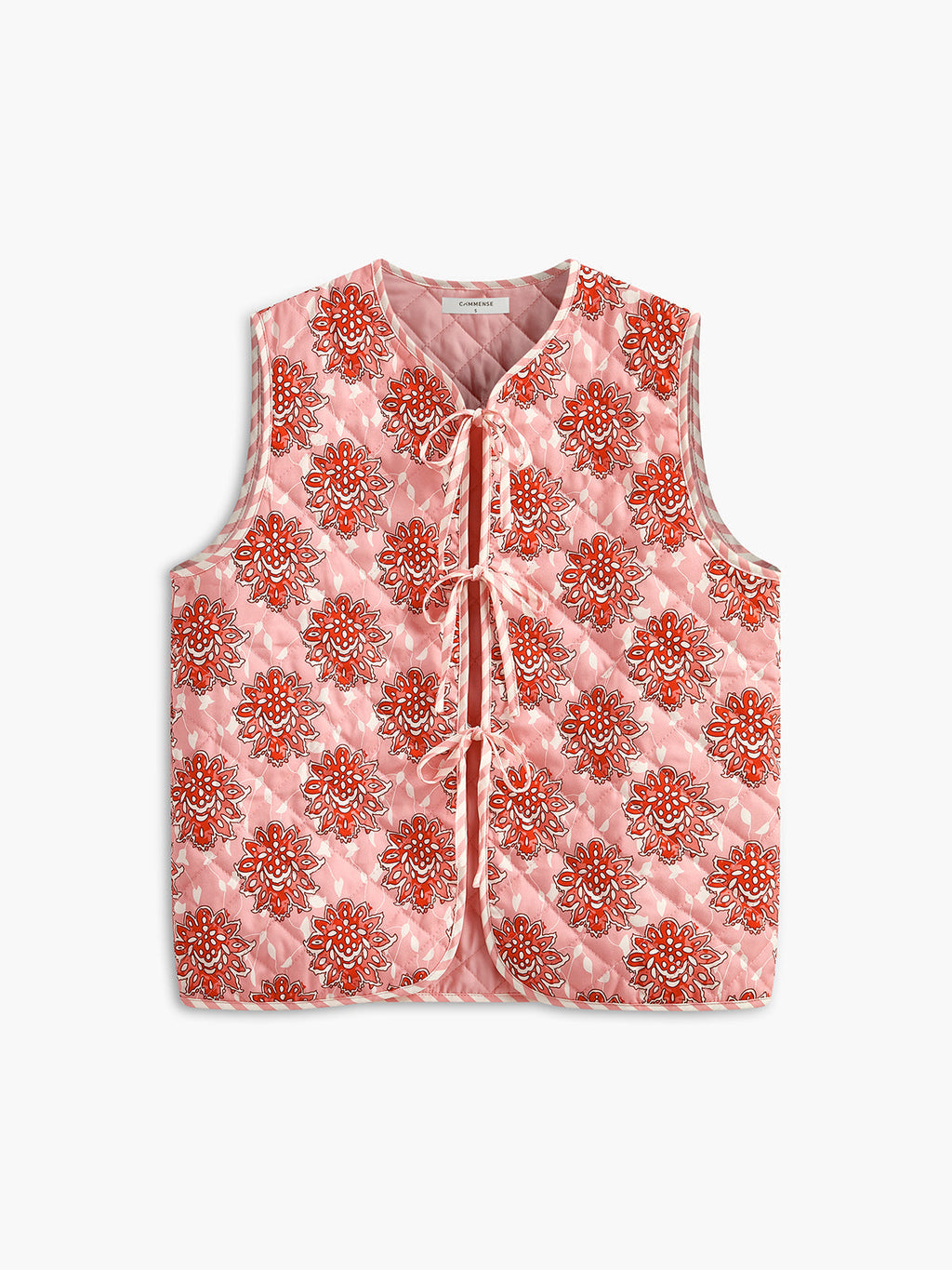 Floral Print Tie Front Vest in Pink — Svelte Chic
