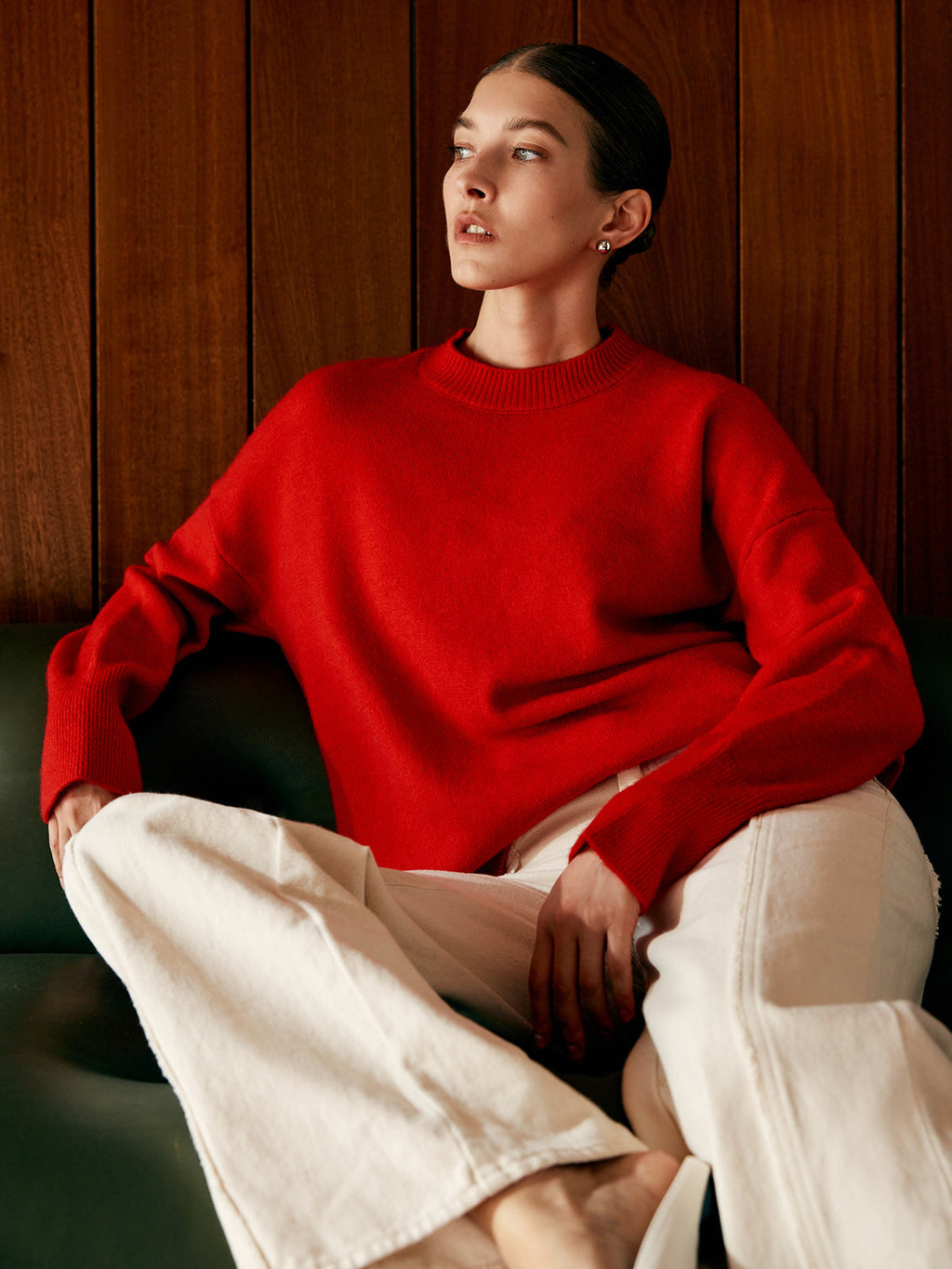 Minimalist Knit Sweater in Red — Svelte Chic