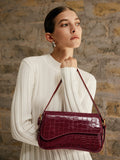 Buckle Check Underarm Bag in Burgundy — Svelte Chic