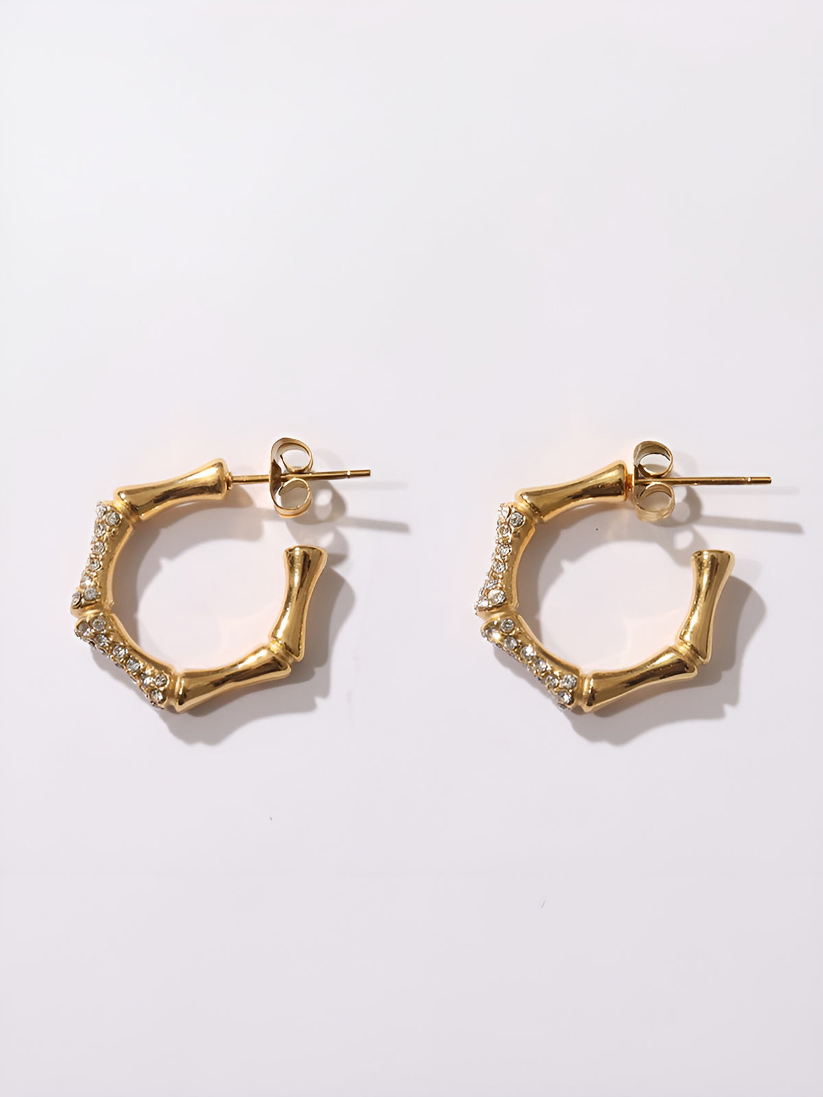 Bamboo Rhinestone Hoop Earrings — Svelte Chic