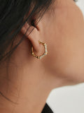 Bamboo Rhinestone Hoop Earrings in Gold — Svelte Chic
