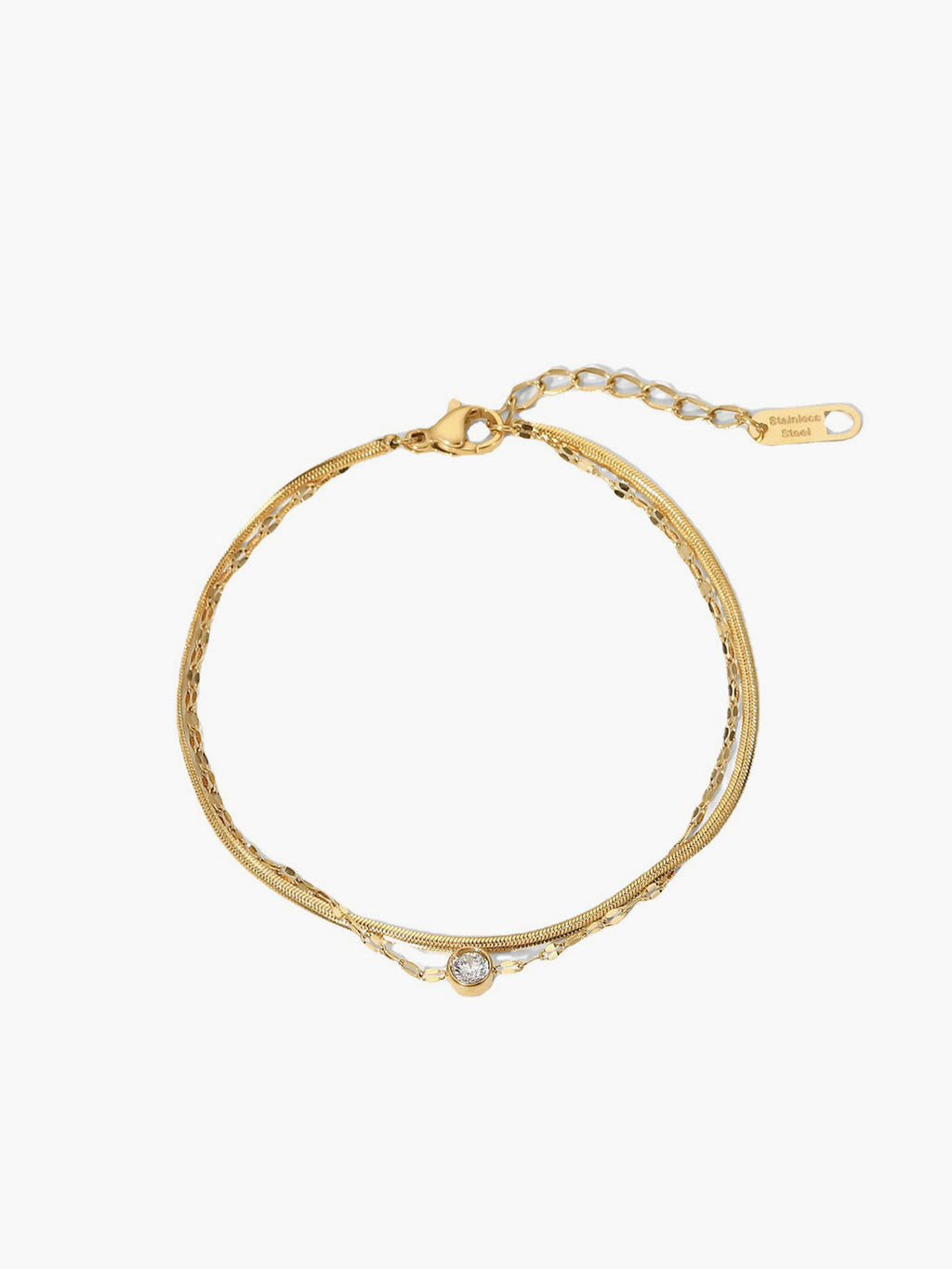 Double Chain Rhinestone Bracelet — Svelte Chic