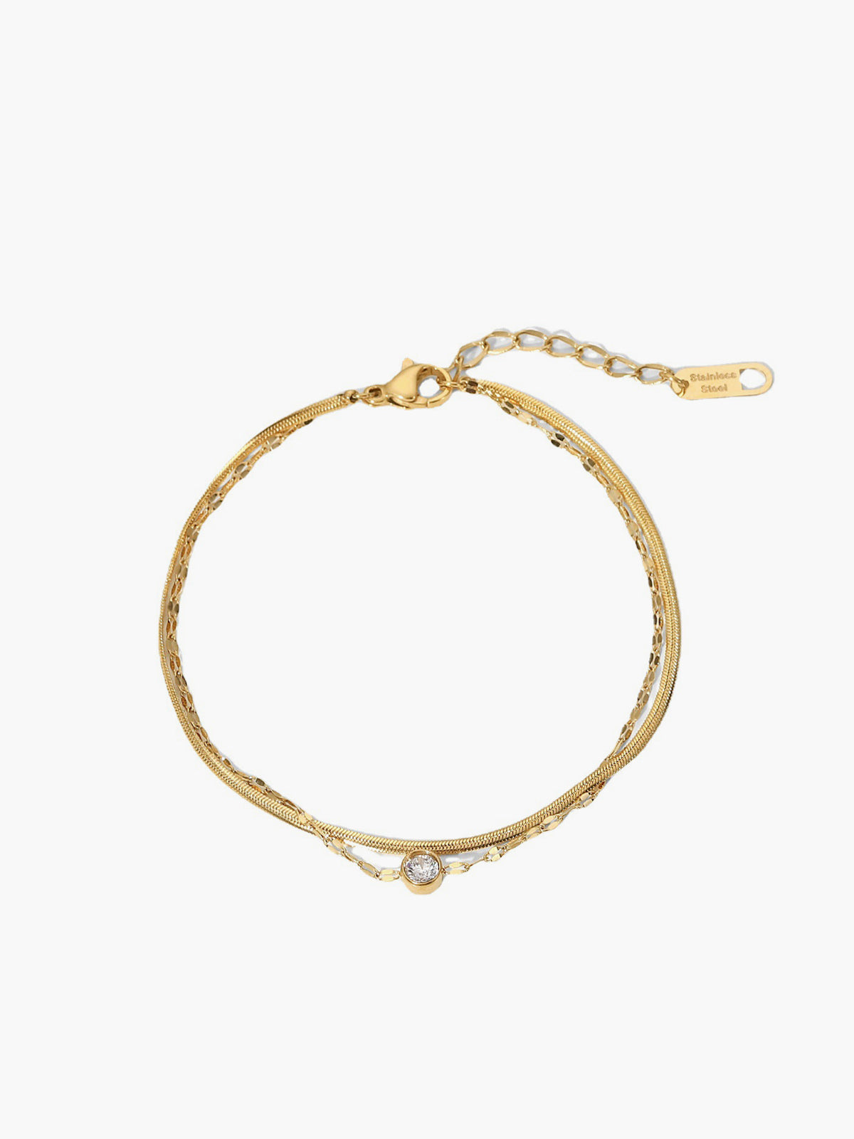 Double Chain Rhinestone Bracelet — Svelte Chic