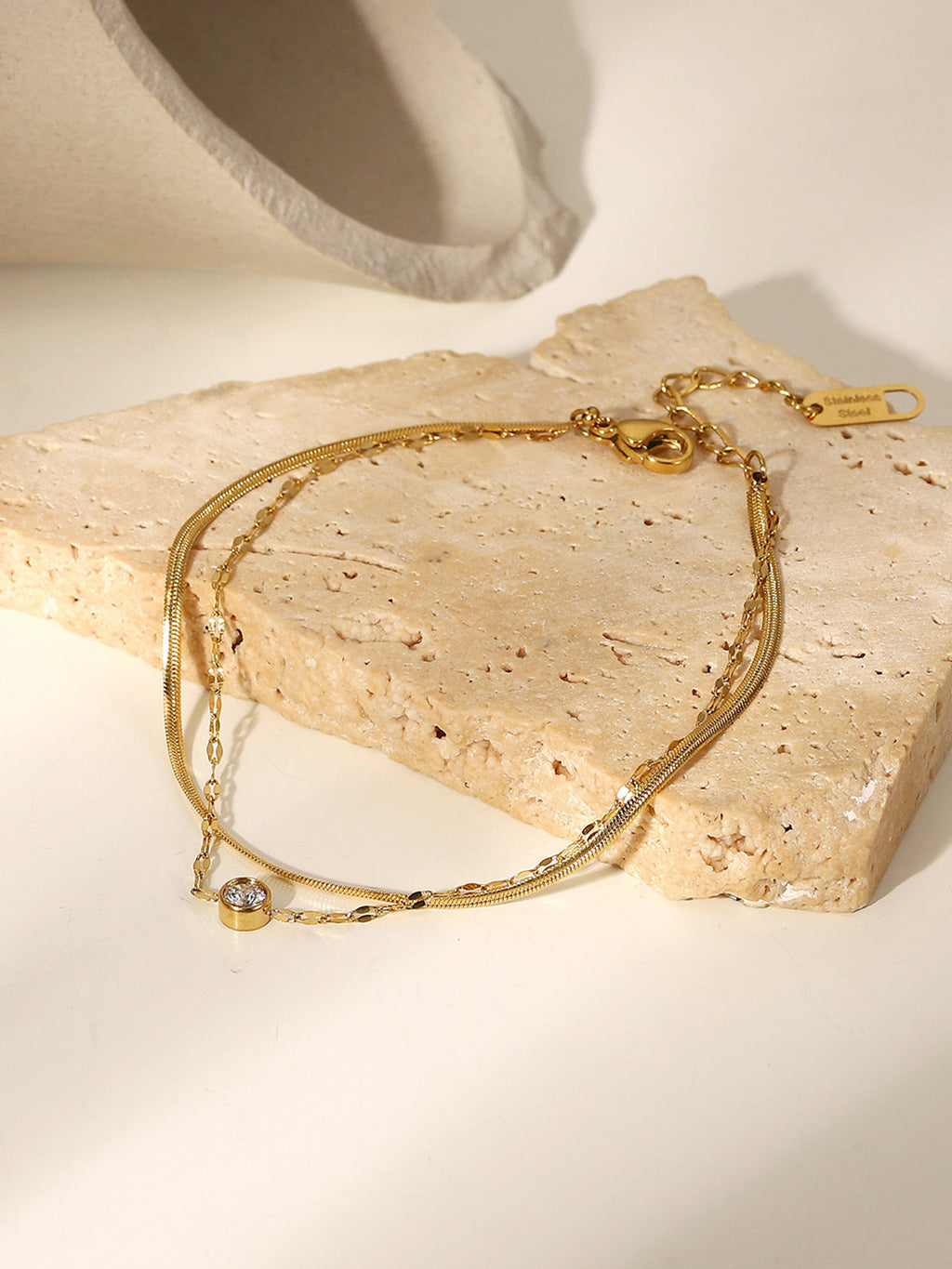 Double Chain Rhinestone Bracelet — Svelte Chic