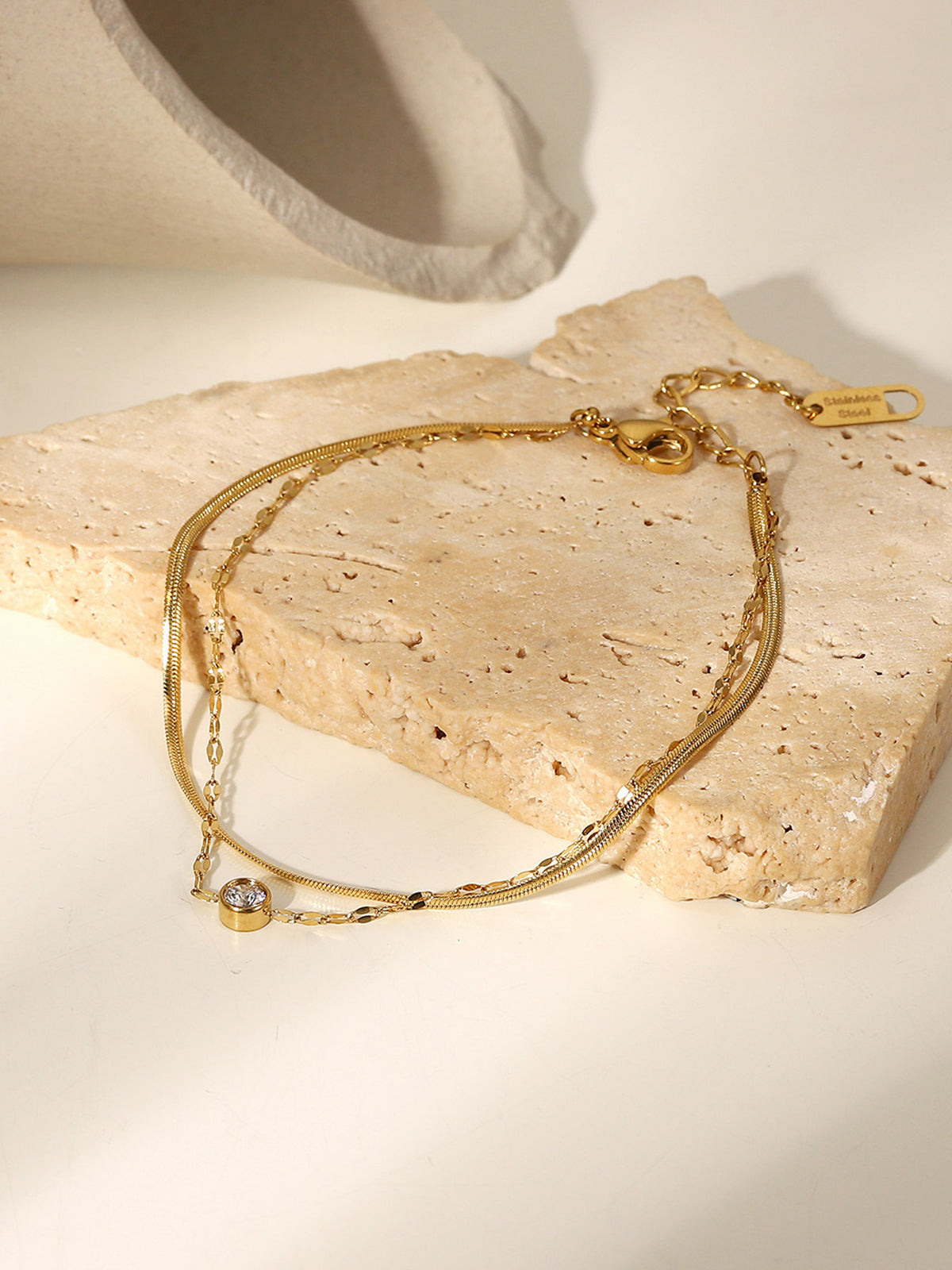 Double Chain Rhinestone Bracelet — Svelte Chic