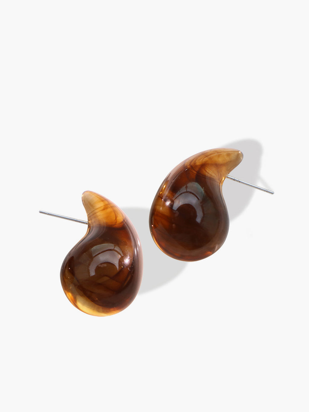 Retro Comma Drop Earrings in Brown — Svelte Chic