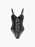 Lace Sheer Sweetheart Corset Bodysuit in Black — Svelte Chic