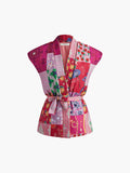 Bohème Print Belted Vest with Sleeves in Multicolor — Svelte Chic