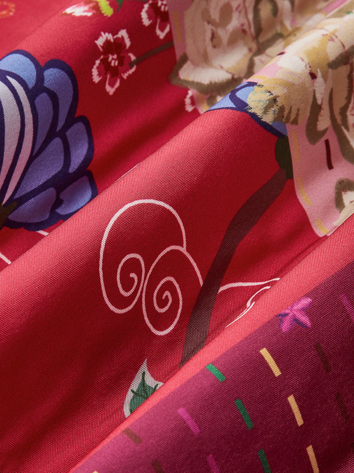 Kısa Kol Bohem Desenli Kemerli Yelek