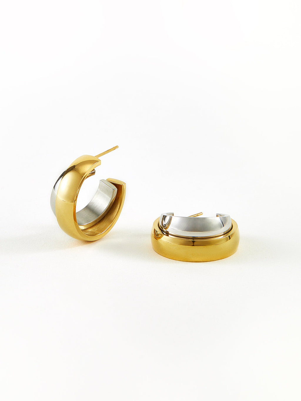 Two-Tone Tunnel Hoop Earrings in Gold — Svelte Chic